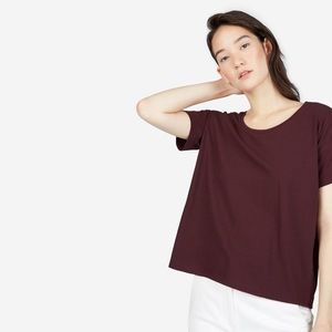 Everlane Square Tee in Burgundy, Size XS